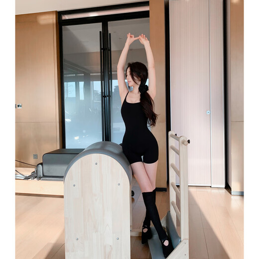 Byurun U-shaped large backless body shaping one-piece thin abdominal control corset butt lift Pilates one-piece yoga suit camel yellow M