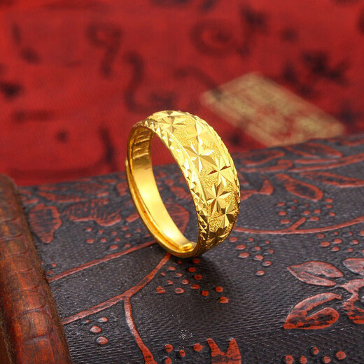 Zhouke pure gold 999 starry gold ring for women, 24K imitation gold color, fashionable and versatile Chinese Valentine's Day gift for mother 1.2g. Collect and receive certificate + receipt + gift box