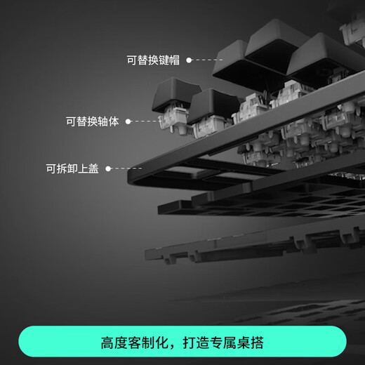 Logitech K848 mechanical keyboard wired gaming e-sports AI full-key hot-swappable customized DIY personalized PDT keycap computer office keyboard K848 black + aurora blue keycap