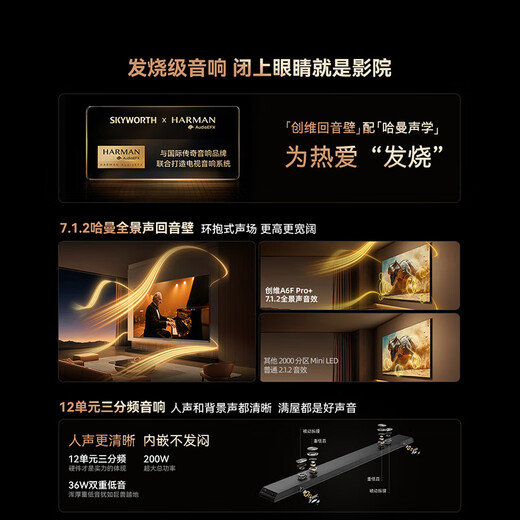 Skyworth TV A6F Pro+ 75-inch smart flat-panel TV 3072 partition QD-Mini LED LCD game 75-inch state subsidy A6F Ultra