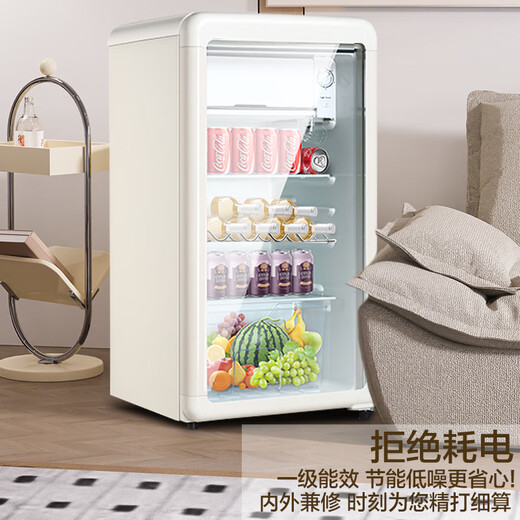 Xianke retro ice bar small white household refrigerated refrigerator fresh cabinet transparent mini red wine cabinet beverage cabinet tea hotel office display cabinet high-looking constant temperature pier bar 150 liters first-class energy efficiency + refrigeration + micro-freezing + light retro white