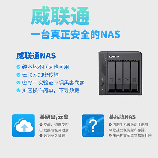 威联通（QNAP）Qu405企业级家庭存储 N355 16G内存 16T容量四盘位网络存储NAS私有云 AI相册手机备份 网盘服务器