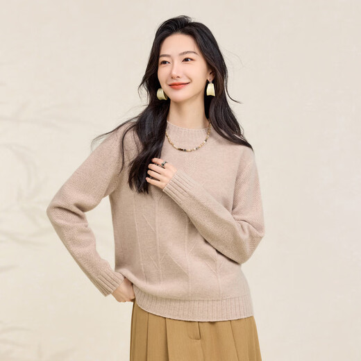 Chunzhu 2025 Autumn and Winter New Cashmere Wool Blended Round Neck Long-Sleeved Sweater Women's Thick Warm Style Age-Reducing Wool Sweater Romantic Purple XL (125-140 Jin Jin equals 0.5 kg)