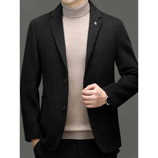 AX autumn and winter thickened wool suit jacket men's Armani style business casual woolen jacket black M 170 90-120Jin Jin equals 0.5 kg
