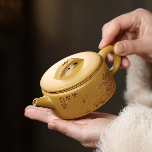 Zanghutianxia small capacity Yixing purple clay teapot pure hand carved Kung Fu tea set raw ore golden section mud teapot large mouth Han tile Han tile