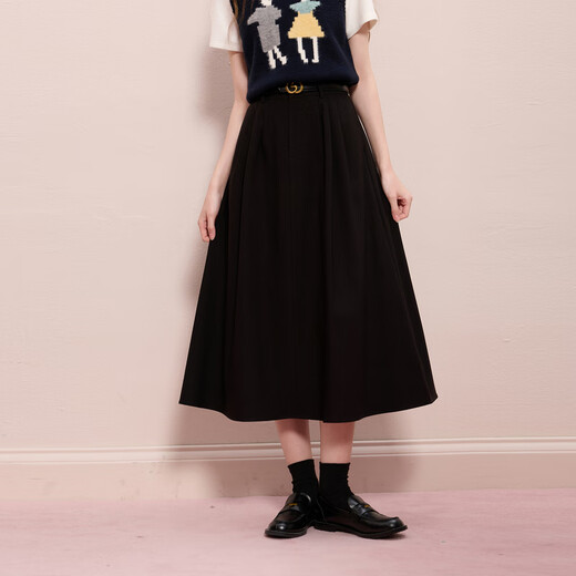 Sancai 2025 winter new style waist long skirt skirt brushed A-line skirt large hem skirt M