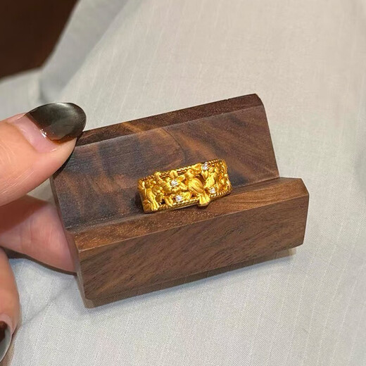 Qingyi gold magpie climbing ring for women, new style, 999 solid gold inlaid retro closed ring, birthday gift for girlfriend, 13 circle size, gold about 2.4g-2.5g
