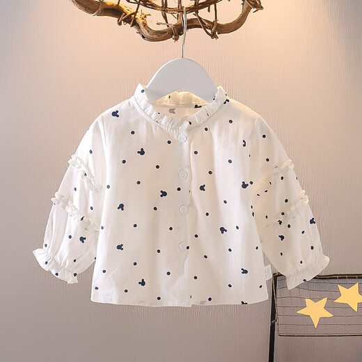 Cotton Era Cotton Era Girls' Shirt Long Sleeve Top 2025 New Printed Baby Girl Autumn Clothes Children's Shirt Width White 110 cm