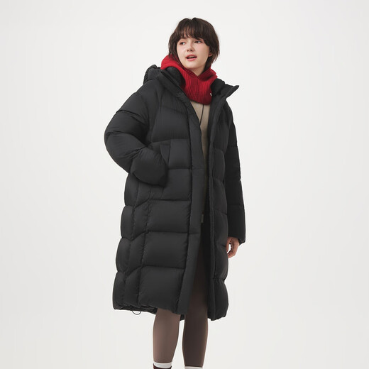 Tambor Cloud Puff Down Jacket Women's Long 2025 Winter New Thickened Warm Hooded Jacket TB5530838D Black XS