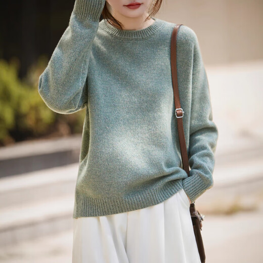 Thickened full wool floral yarn round neck sweater for women textured basic sweater 2025 autumn and winter textured inner wear Milk Tea Camel M Recommended 90-115Jin Jin equals 0.5 kg