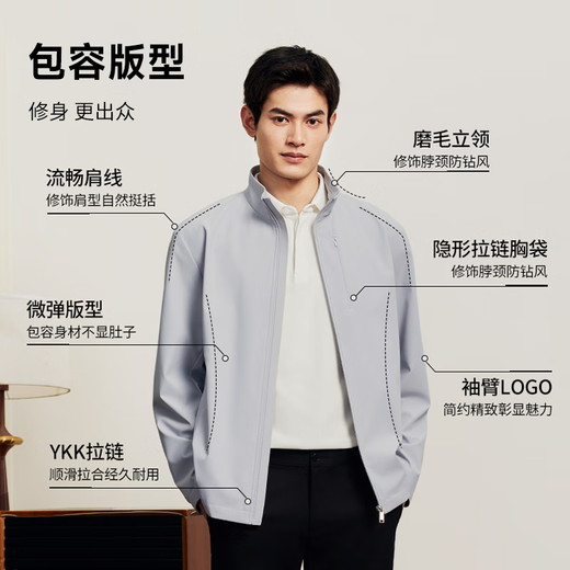 Goldlion Technology Warmth 2025 Autumn and Winter New Jacket Men's Windproof Stretch Stand Collar Simple Business Casual Jacket Navy-95 XL 180/96A Recommended 150-165Jin Jin equals 0.5 kg