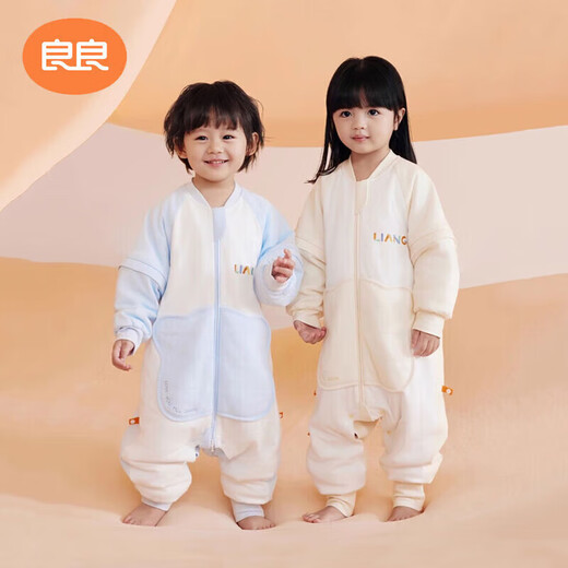 Liangliang (liangliang) baby sleeping bag, children's spring and autumn anti-kick quilt, newborn baby autumn and winter pure cotton children's sleeping bag, baby sleeping bag, worry-free yellow thick quilted version, room temperature 6-10 3XL (recommended reference height 110-125CM)