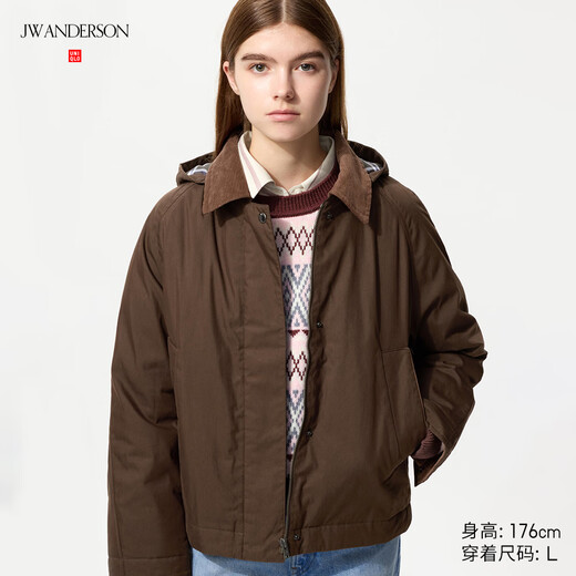 UNIQLO cooperation model/women's PUFFTECH air cotton short jacket/jacket 479764 38 dark brown L