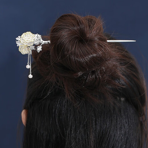 999 sterling silver twelve-flower god hairpin, ancient style hairpin, new Chinese style silver hairpin, high-end tassel hairpin, Chinese Valentine's Day gift, November mountain tea, ideal lover + gift box
