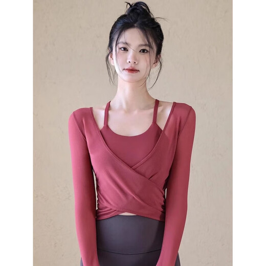 Green Jantang Pilates Training Wear Three-piece Yoga Wear 3-piece Set Women's 2025 Autumn and Winter Blouse Mesh Sports Milk White Vest + Blouse S70-90Jin Jin is equal to 0.5 kg