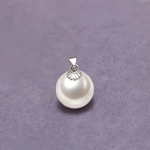 Drops of water form pearls Nanzhu Family freshwater pearl pendant without chain 925 silver single pendant gift for mother, wife, girlfriend 7.0-8.0mm white pearl + white holder