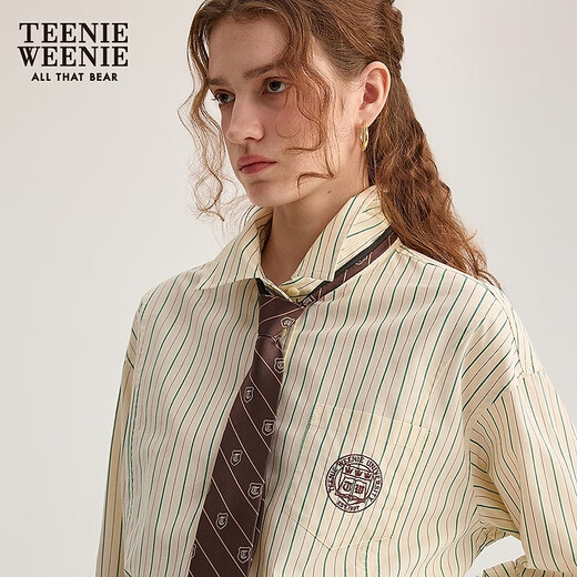 Teenie Weenie Bär Frauen Herbst 2025 Neu elegant lose Streifen College -Style -Krawattenhemd Kontrast s