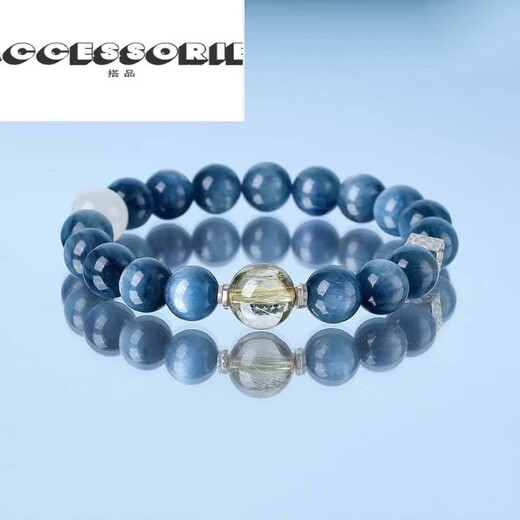 Matching Kyanite Bracelet Blonde Crystal White Moonstone Cat's Eye Bracelet for Women Beads 10mm