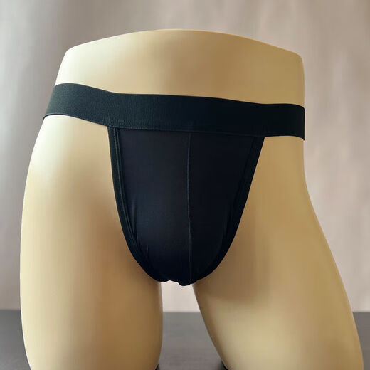 Men's plus size fat bear thong underwear double thong ice silk transparent sexy butt exposed back space plus fat briefs white L