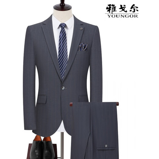 
CEO2005 new Yageo Men's Suit Set Wool Middle-aged Business Official Casual Suit Dress Jacket Men Dark Gray M 170/84A