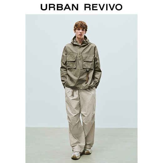 UR2026 Spring New Men's Urban Safari Rope Decorated Super Loose Blouse Shirt UML250060 Military Green M (M-L)