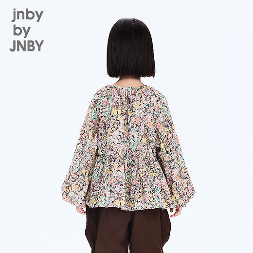 Jnby by JNBY new style Jiangnan Buyi children's clothing long-sleeved shirt lotus leaf collar raglan sleeves loose 25 autumn girls 1P8213530 901/colorful mixed 100 cm
