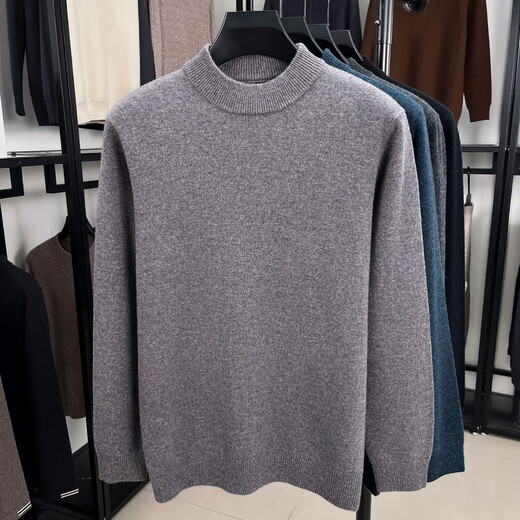 
100% wool men's thickened wool sweater for men in winter half-high neck warm sweater for middle-aged men pull-up base shirt BE-GHG900 black gray M (165) Recommended 90-125Jin [Jin equals 0.5 kg]
