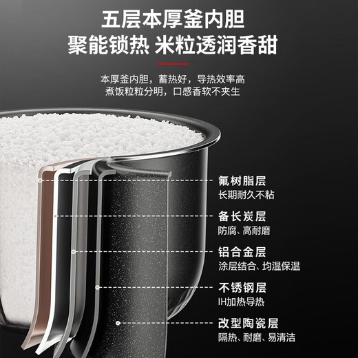 Toshiba rice cooker ih heating 2 liter/3 liter rice cooker 1-2-3-4 people imported from Japan Binchotan charcoal coated rice cooker up and down three-dimensional heating 2mm thick pot steamer rice cooker 3L suitable for 1-6 people