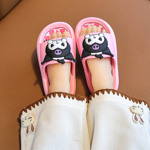 儿童拖鞋男童女童厚底防滑防臭洗澡室内柔软居家软底防摔百搭拖鞋 防滑版-【粉色】 单层 粉色库洛米 30 /30-31 长度 190