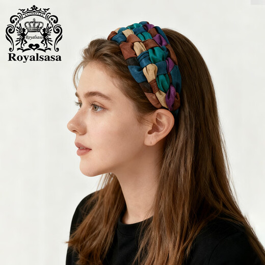 Royal sasa royal salsa braided mix and match contrasting color headband with wide brim to cover white hair and show face small headband hairpin to wash face and collect broken hair accessories