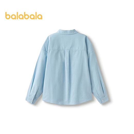Balabala children's clothing children's boys long-sleeved shirt pure cotton children's top spring college fashion versatile shirt blue tone 00488 100