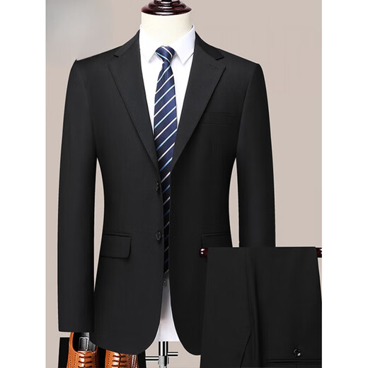 丨Lilang丨2025 Autumn and Winter New Men's Suit Suit Business Casual Professional Wear Formal Tailored Jacket Suit Men GDB/603 Black Suit Suit M 170 105-120Jin Jin equals 0.5 kg
