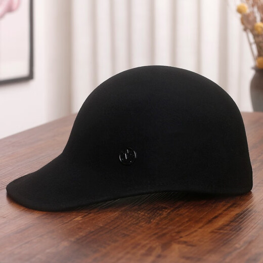Hanqing Mid-summer Hat Women's Autumn and Winter Woolen Baseball Cap British Retro Knight Hat Korean Style Personalized Versatile Duck Tongue Equestrian Hat Fashion Black M (56-58cm)