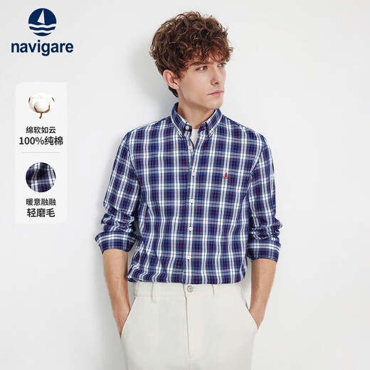 Navikel Italian Dinghy Herren 25 Herbst neues Baumwoll-Langarmhemd Retro-Karohemd 1333075503