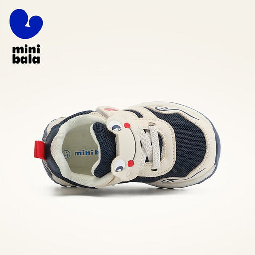 Minibala children's shoes, children's toddler shoes, autumn new baby stable shoes, comfortable non-slip mesh breathable and versatile sports shoes, blue and white, size 21, suitable for feet length 14.0-14.5cm