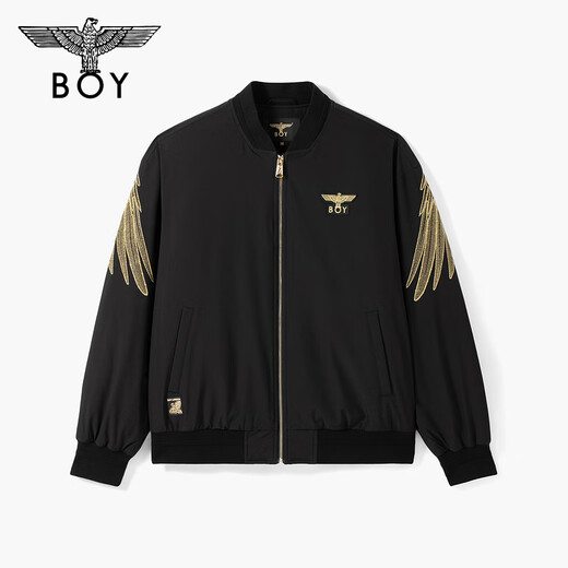 BOY LONDON Autumn and Winter trendy cotton-padded jackets for men and women, embroidered baseball collar jackets, cotton-padded jackets, N29900, black S