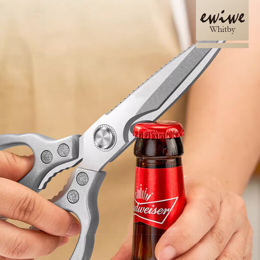 EWIWE Ciseaux de Cuisine Multifonctionnels, Ciseaux à Os de Poulet Puissants pour Tuer Les Poissons Domestiques pour Barbecue, Ciseaux Alimentaires Tranchants en Acier Inoxydable, Argent Japonais/Matériau Entièrement Métallique/Coffret Cadeau