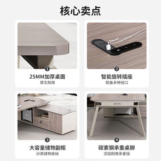 Mutini boss office desk and chair combination manager table president supervisor table simple modern executive desk table office boss table 1.8 m supervisor table short cabinet