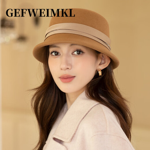 GEFWEIMKL Merino Wool Fisherman Hat Women's Autumn and Winter New Bucket Hat Wool Wool Japanese Basin Hat Shows Your Face, Fashionable and Versatile Off-White M(56-58cm)