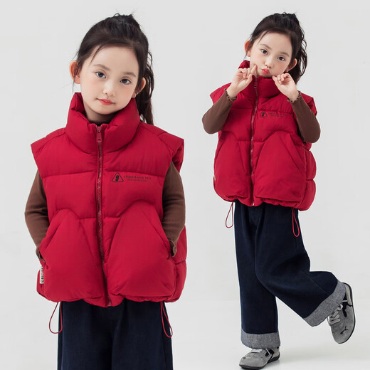 Children's down cotton vest autumn and winter new style boys and girls thickened warm vest baby outer vest jacket trendy black 140 height 125-135cm/weight 50-65Jin Jin equals 0.5 kg