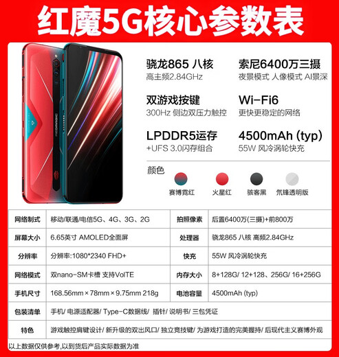 Nubia NX659J Red Devil 5G E-Sports-Spiel Mobile Red Devil 5S 5G Snapdragon 865 Red Devil 5G (12+256) Gradient Farbe Neu