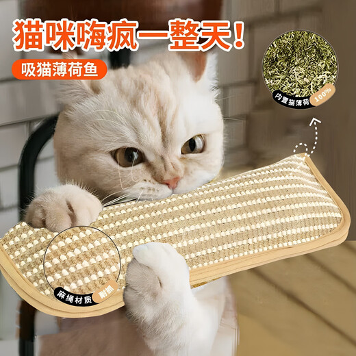 Qi Oh Cat Toy Cat Mint Pillow Self-Enjoyment Relieve Boredom Teeth Grinding Resistant Bite Cleaning Cat Scratching Board Energy-consuming Pet Supplies Small Cat Scratching Pillow Toy Contains Cat Mint