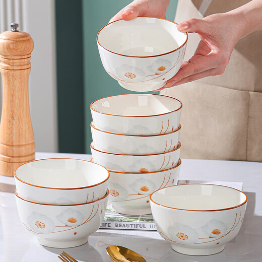 Ceramic bowl for household festive housewarming, dishes, tableware set, Suijinghao rice bowl, Suijinghao 3 bowls