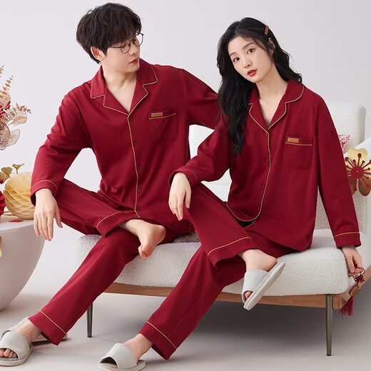 Victoria style couple pajamas wedding popular 2025 spring and autumn new wedding wedding dowry festive suit home clothes Z9520 couple XL women