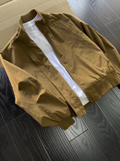 Du Xiaoxian Brown American Stand Collar Pilot Jacket Men's Spring and Autumn Maillard Short Jacket Profile High Street Baseball Uniform Black XL Recommended 120-140Jin Jin is equal to 0.5 kg