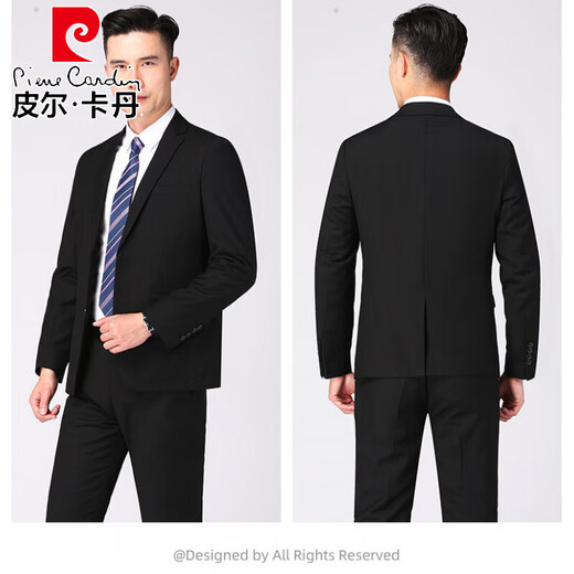 Pierre Cardin professional formal suit men's commuter suit three-piece suit for young and middle-aged men to work simple suit suit for men Navy two-button single top XL 180/96A