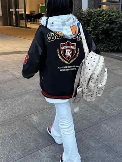 YIMENGTO Yimen camel baseball uniform spliced national fashion jacket men's spring and autumn American retro embroidered letter design trendy brand handsome jacket XL