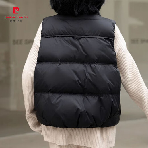 Pierre Cardin White Duck Down Vest Women's Outerwear Western Style Autumn and Winter 2025 Short Sleeveless Vest Jacket Black White Duck Down S Recommended 85--119 Jin Jin equals 0.5 kg