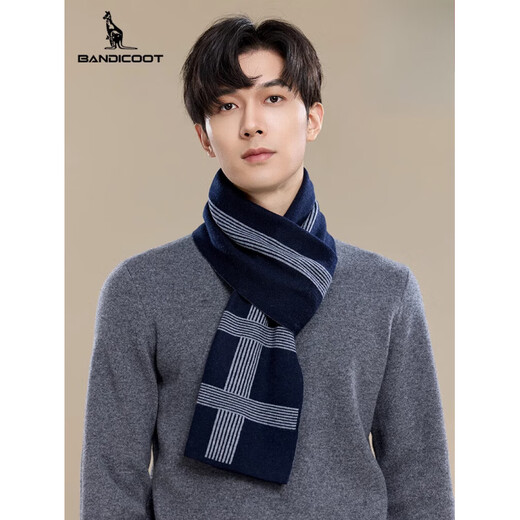 Kangaroo (DAISHU) men's scarf 2025 new winter outdoor warm wool containing fashion versatile business simple scarf for men pure gray