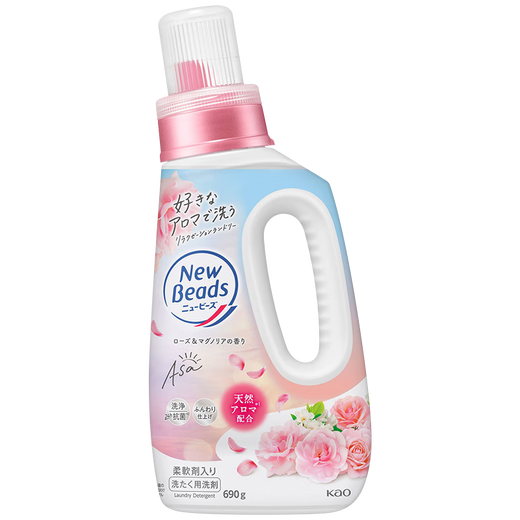 Kao (KAO) Laundry Detergent Contains Softener, Color Protection, Decontamination, Long-lasting Fragrance Laundry Detergent Imported from Japan, Rose Fragrance Bottle 690g